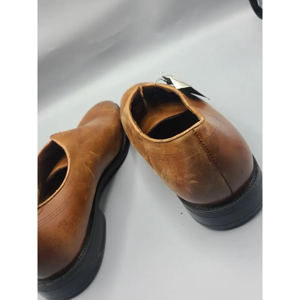 New men's 8.5 Kenneth Cole Ticketpod lace up brown leather Oxford shoes WalkBase